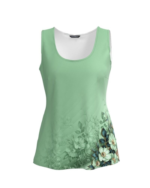 Top casual vernil imprimat cu model floral CMD3747