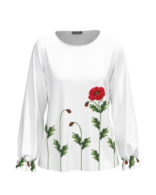 Bluza alba cu imprimeu Maci CMD612