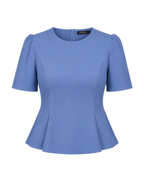 Bluza bleu eleganta cu maneca scurta si croiala cambrata