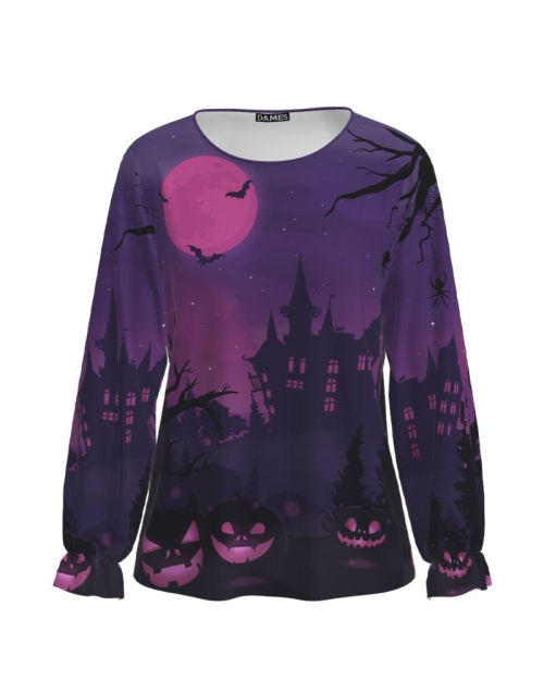 Bluza cu maneca lunga imprimata Halloween Night CMD1411