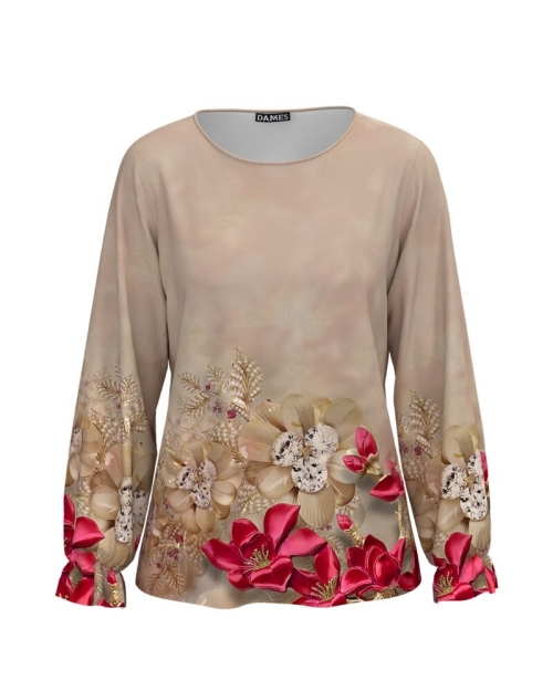 Bluza cu maneca lunga si imprimeu floral CMD681