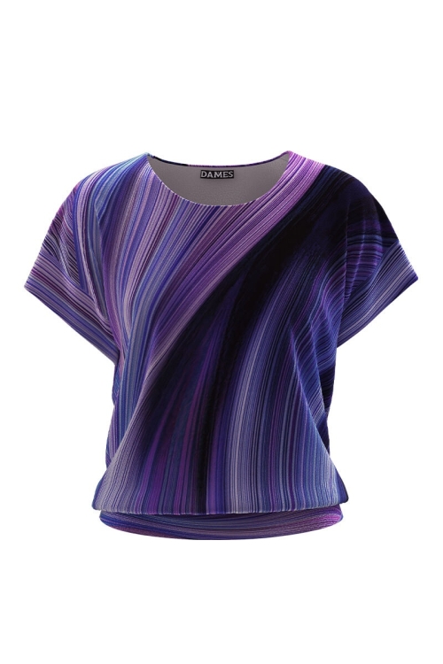 Bluza din catifea cu maneca scurta imprimata in degrade CMD2766 - Img 2