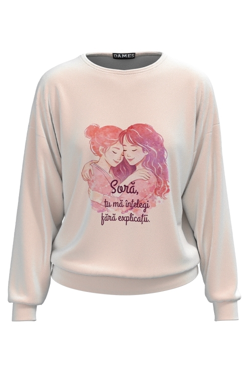 Bluza din catifea cu mesaj pentru Sora