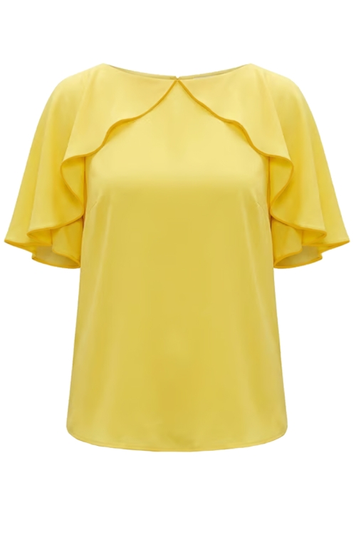 Bluza galbena eleganta din vascoza cu maneci fluture