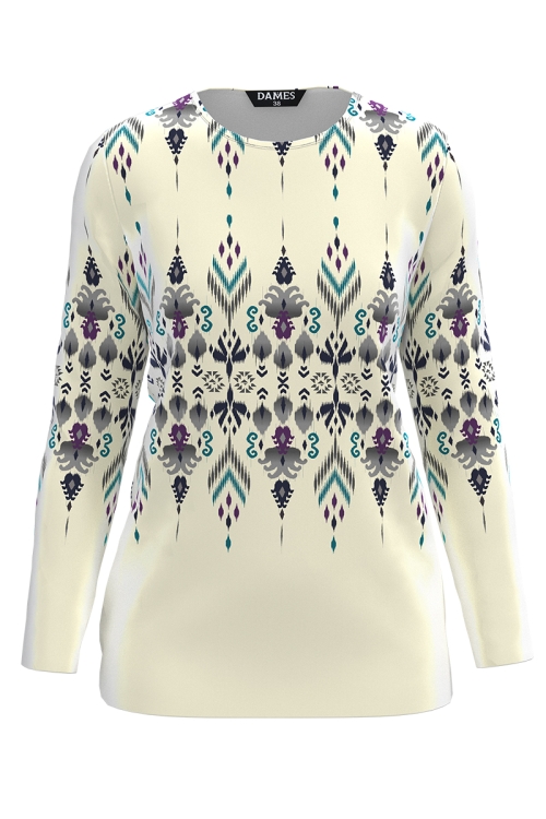 Bluza ivory din catifea imprimata floral traditional SS25