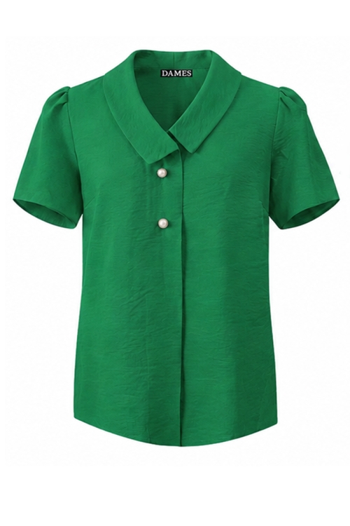 Bluza lejera verde din vascoza cu maneca scurta