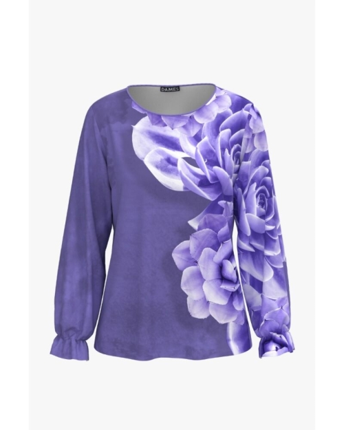 Bluza mov lila imprimata cu model floral CMD1736