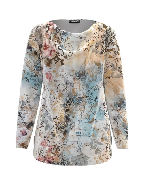 Bluza multicolora din catifea cu imprimeu floral AW24