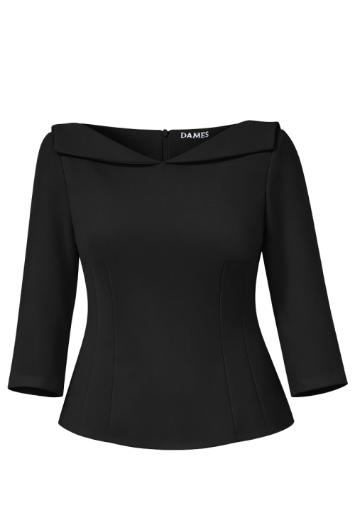 Bluza premium neagra eleganta cu detalii la decolteu