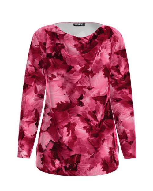 Bluza Viva Magenta din catifea cu imprimeu Floral CMD3727