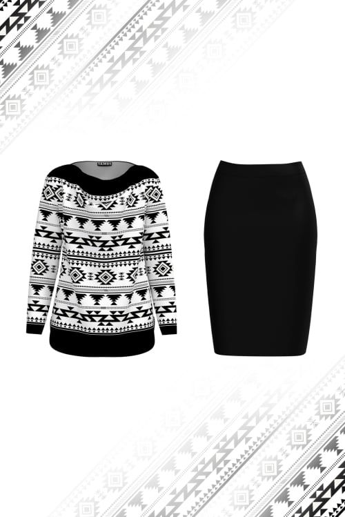 Compleu elegant dama bluza catifea si fusta neagra