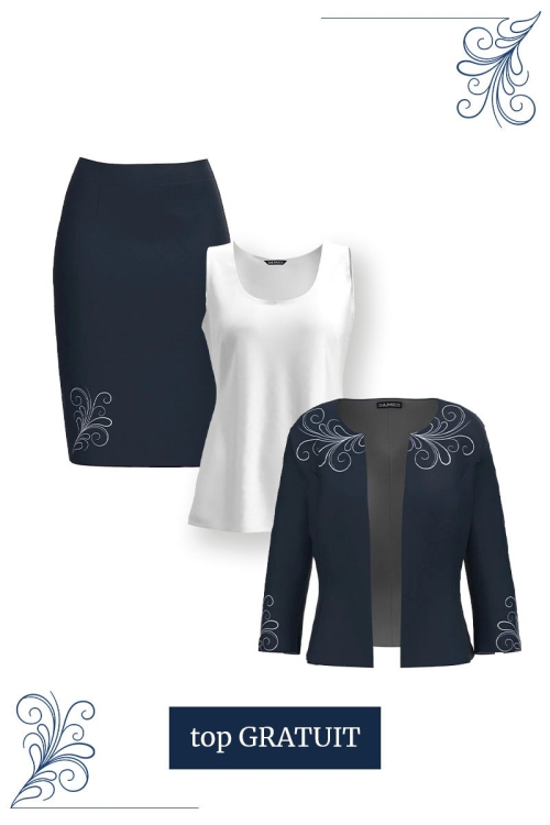 Costum dama bleumarin imprimat floral