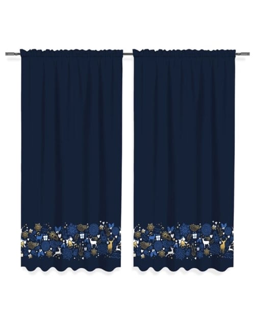 Draperie albastra din satin cu model imprimat CMD3170 - Img 2
