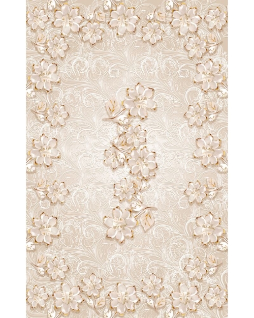 Fata de masa bej imprimata cu model floral CMD3161 - Img 3