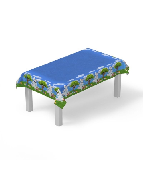 Fata masa de Paste bleu din satin imprimat CMD2458 - Img 2