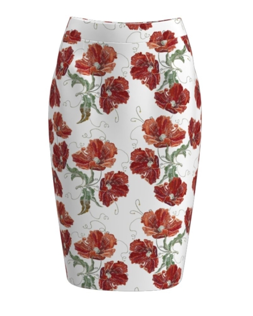Fusta alba conica imprimata cu model floral CMD394