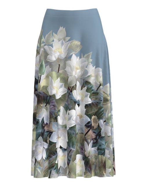 Fusta clos bleu imprimata cu model floral CMD2491
