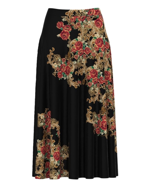 Fusta clos neagra imprimata cu model floral CMD2861