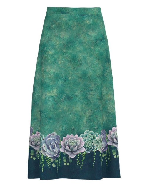 Fusta clos verde imprimata cu model floral CMD4646