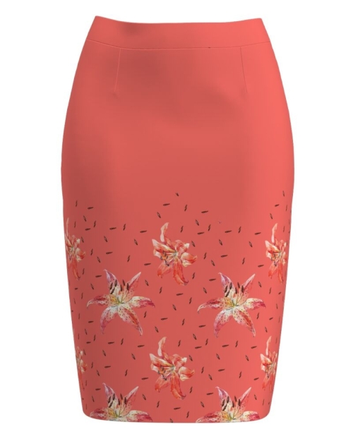Fusta conica imprimata cu model floral Crini CMD2667