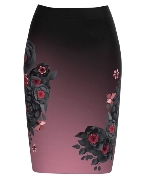 Fusta conica in degrade imprimata cu model floral CMD3716 - Img 1