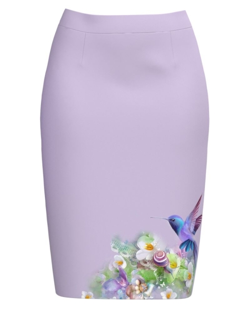 Fusta conica lila imprimata cu model Colibri CMD4114