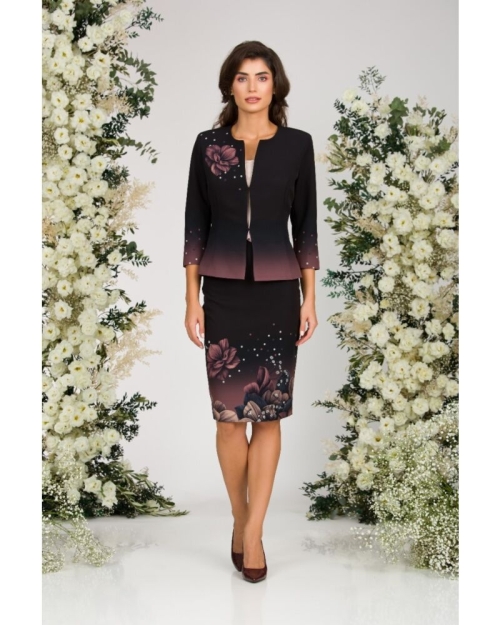 Fusta conica neagra imprimata cu model floral CMD2681 - Img 2