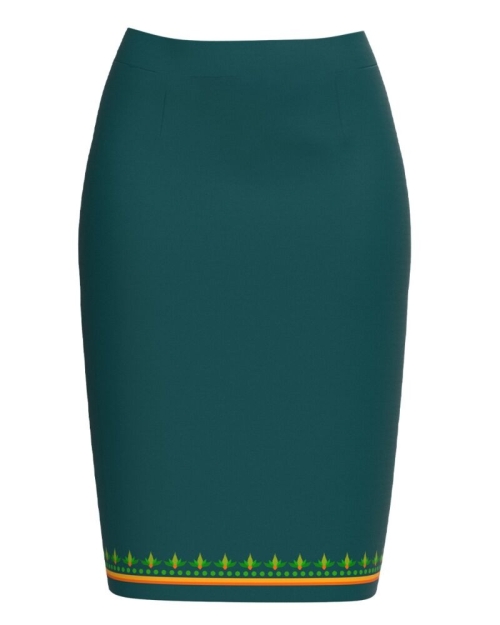 Fusta conica verde cu imprimeu in contrast CMD3042