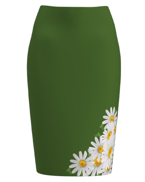 Fusta conica verde imprimata margarete