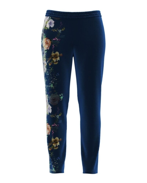Pantaloni cu imprimeu floral din catifea cu buzunare CMD692