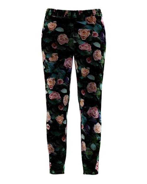 Pantaloni multicolori cu print floral din catifea cu buzunare CMD858