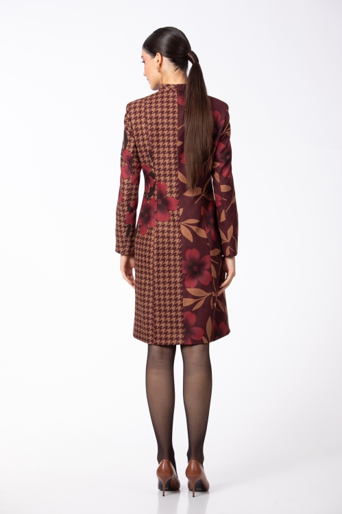 Pardesiu elegant cu print floral din catifea reiata - Img 5