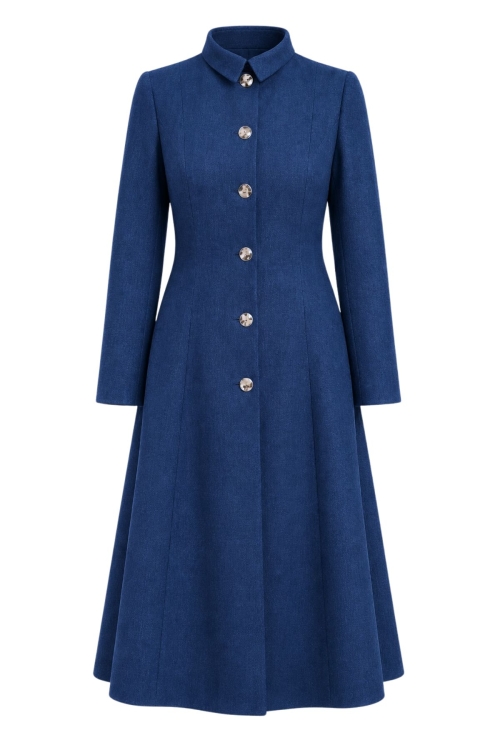 Pardesiu navy elegant din stofa fina Valeria