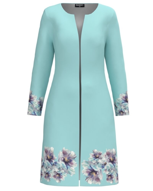 Pardesiu subtire bleu imprimat cu model floral CMD4031