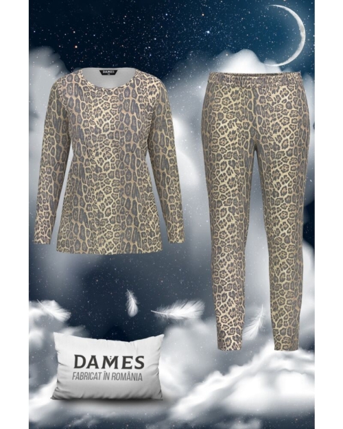 Pijamale de dama chic cu imprimeu animal print CMD1574