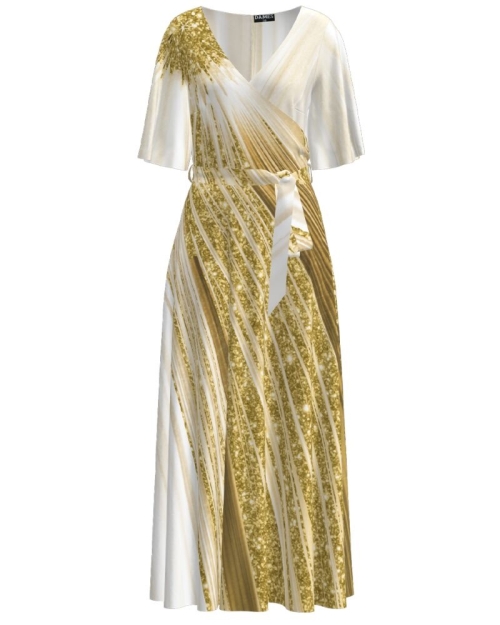 Rochie alba lunga eleganta de seara imprimata digital CMD1068 - Img 1