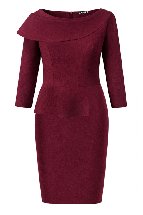 Rochie bordo conica din stofa fina Valeria