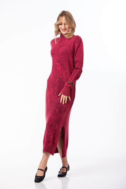 Rochie burgundy tricotata din bumbac