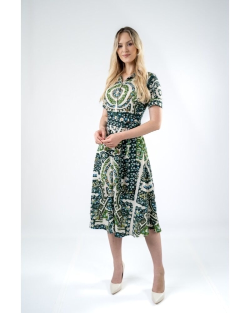 Rochie camasa cu maneca scurta imprimata gradinile Versailles SS24 - Img 4