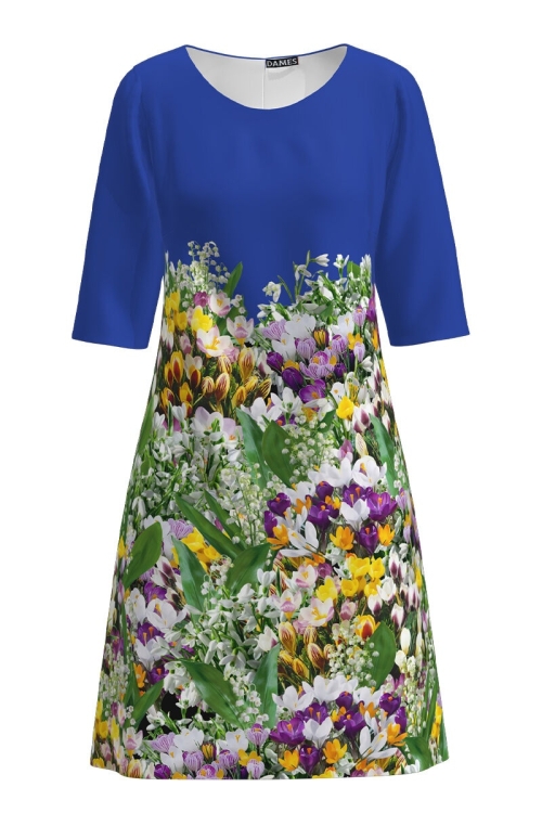 Rochie casual albastra imprimata Branduse CMD2630 - Img 2