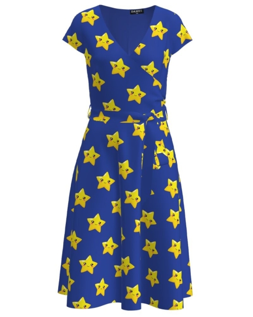 Rochie casual albastra imprimata cu model Stelute CMD2542 - Img 1