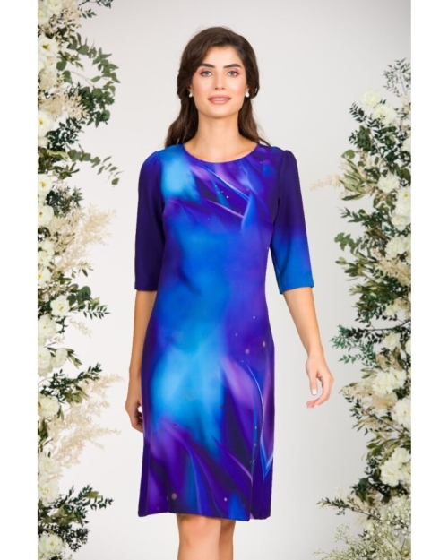 Rochie casual albastru violet imprimata cu model floral CMD3075 - Img 2
