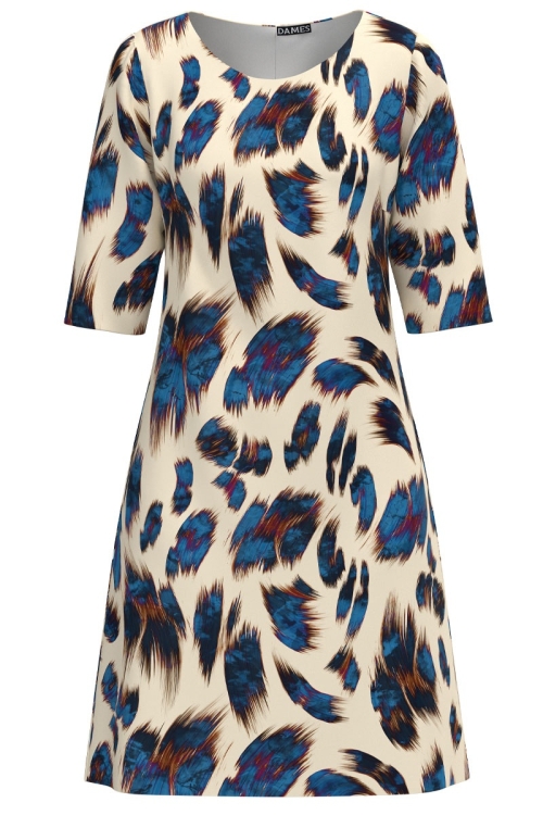 Rochie casual bej imprimata multicolor AW24