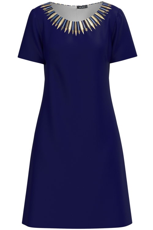 Rochie casual bleumarin cu maneca scurta Creioane colorate