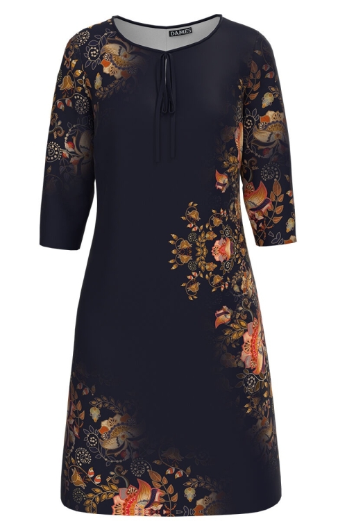 Rochie casual bleumarin imprimata Floral CMD1278