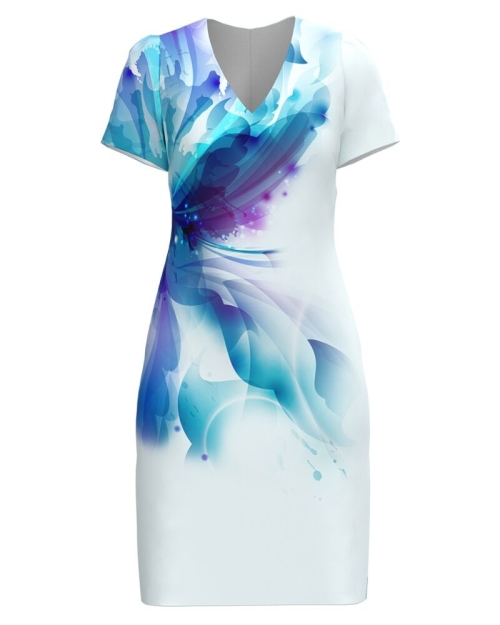 Rochie casual cu decolteu in V imprimata Abstract CMD4388