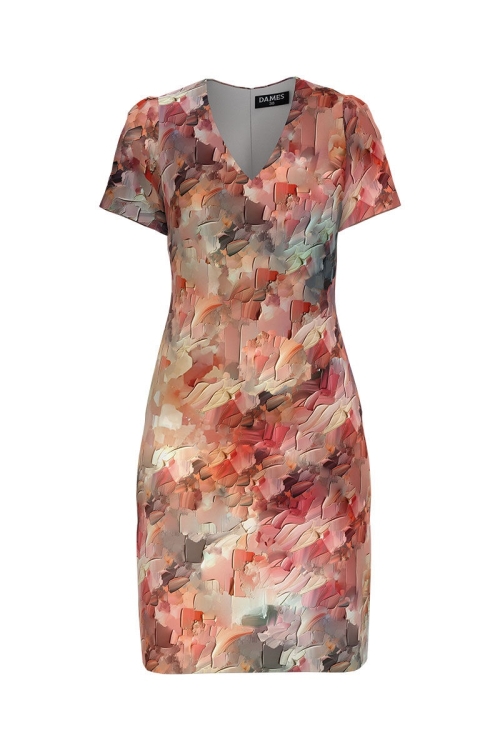 Rochie casual cu decolteu in V imprimata multicolor SS24 - Img 2