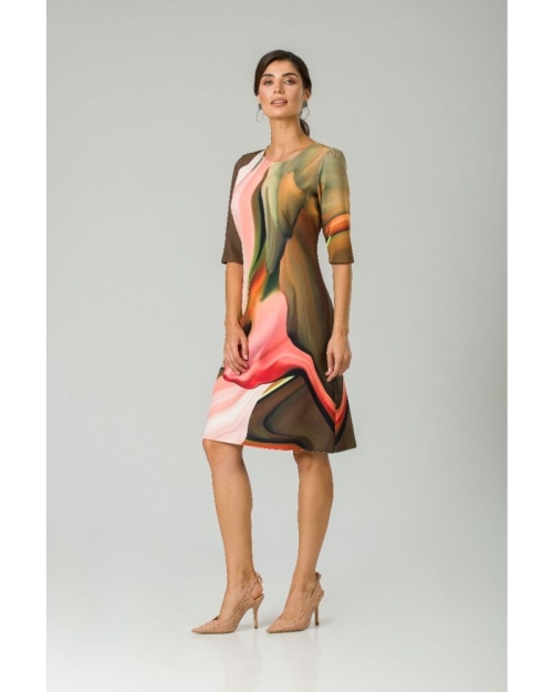 Rochie casual cu maneca imprimata digital abstract CMD163 - Img 5