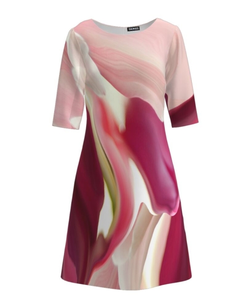 Rochie casual cu maneca imprimata digital abstract CMD168 - Img 6