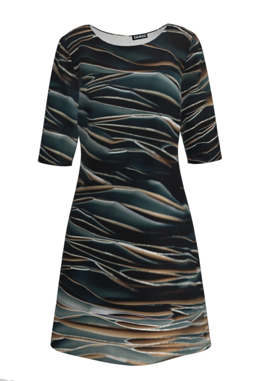 Rochie casual cu maneca imprimata digital abstract Terra CMD189 - Img 2